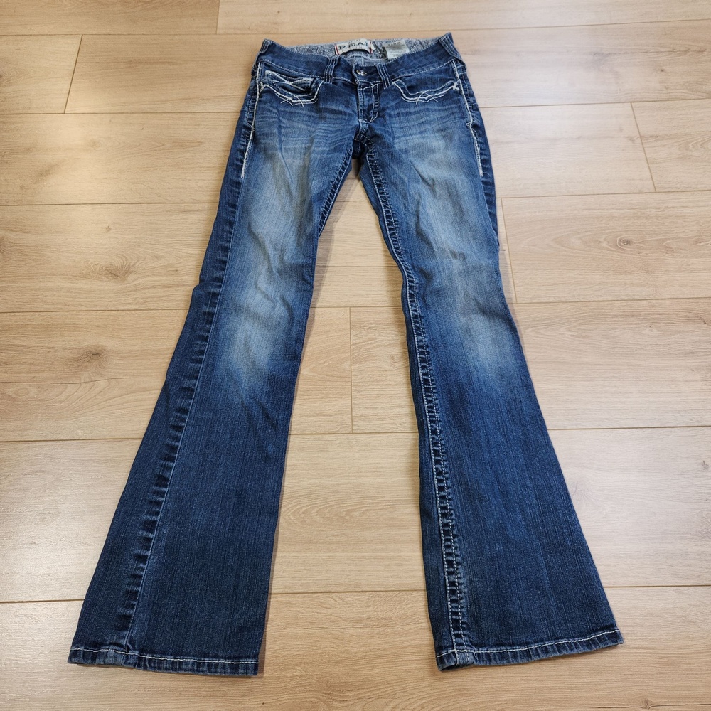 Ariat REAL Denim Jeans Womens 27R Medium Wash Blue Low Rise Bootcut Stretch